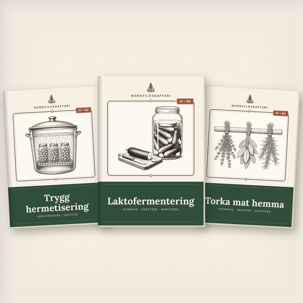 Omslagene til guidene i Konserveringspakken