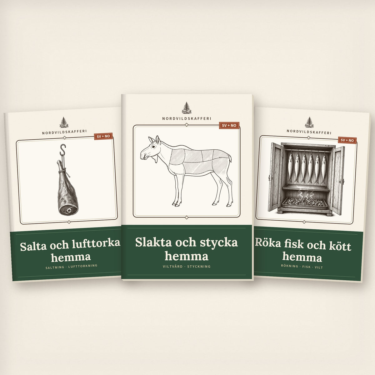 Omslagen till guiderna i paketet Kött och vilt